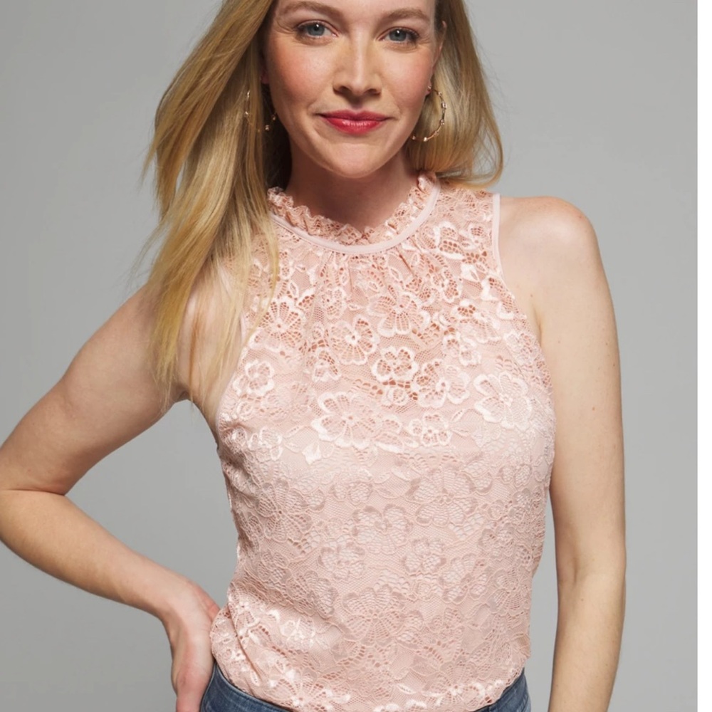 Elegant Pink Lace Sleeveless Top